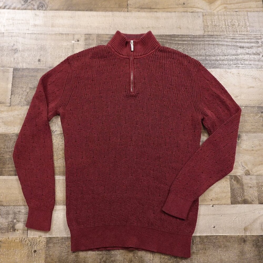 Tommy Bahama quarter zip pullover sweater mock neck men's medium maroon